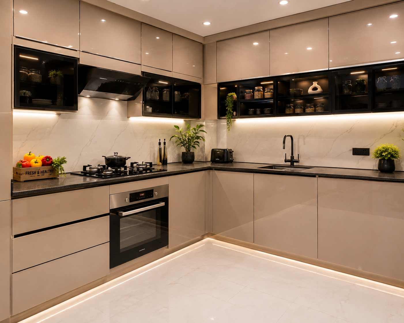 Modular kitchen with island counter designed by Vedie-Vastu Sutra Consultancy